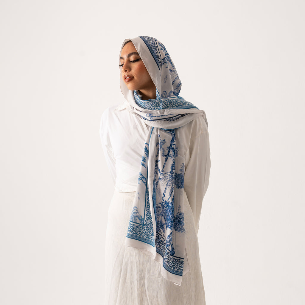 Clouds of Blue silk scarf