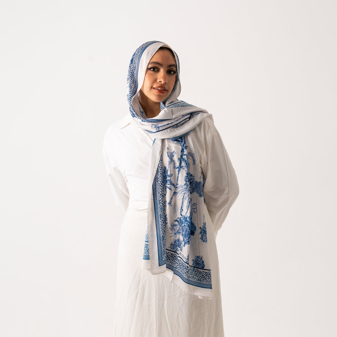 Clouds of Blue silk scarf