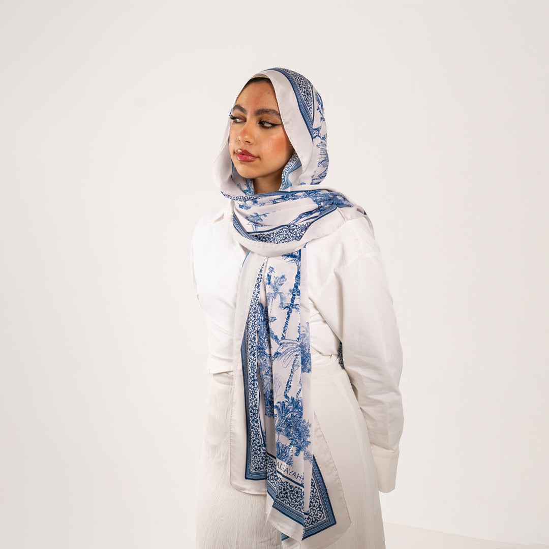 Clouds of Blue silk scarf