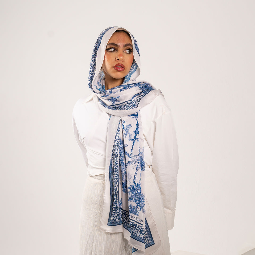 Clouds of Blue silk scarf