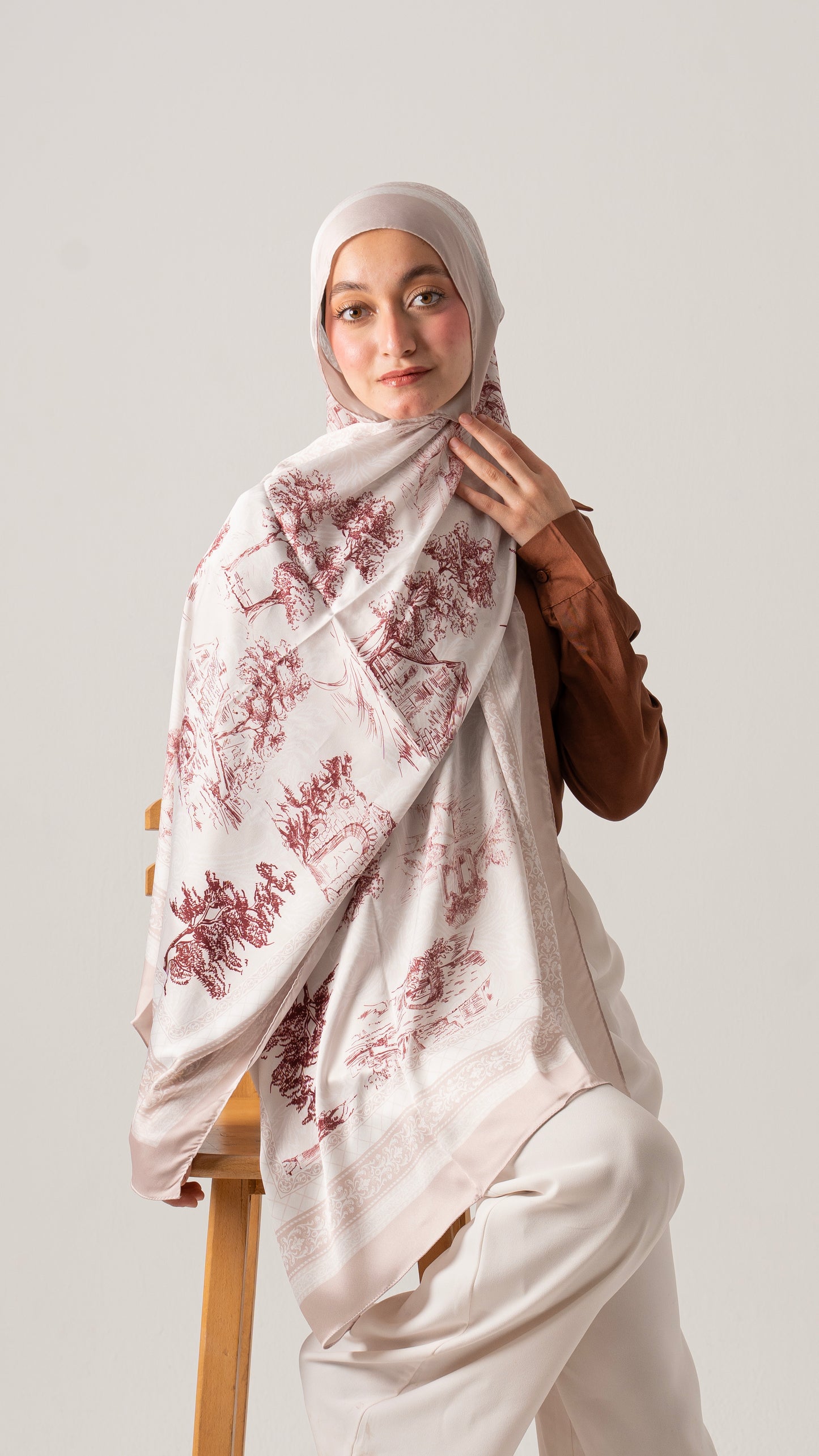 cream cocoa elegance silk scarf