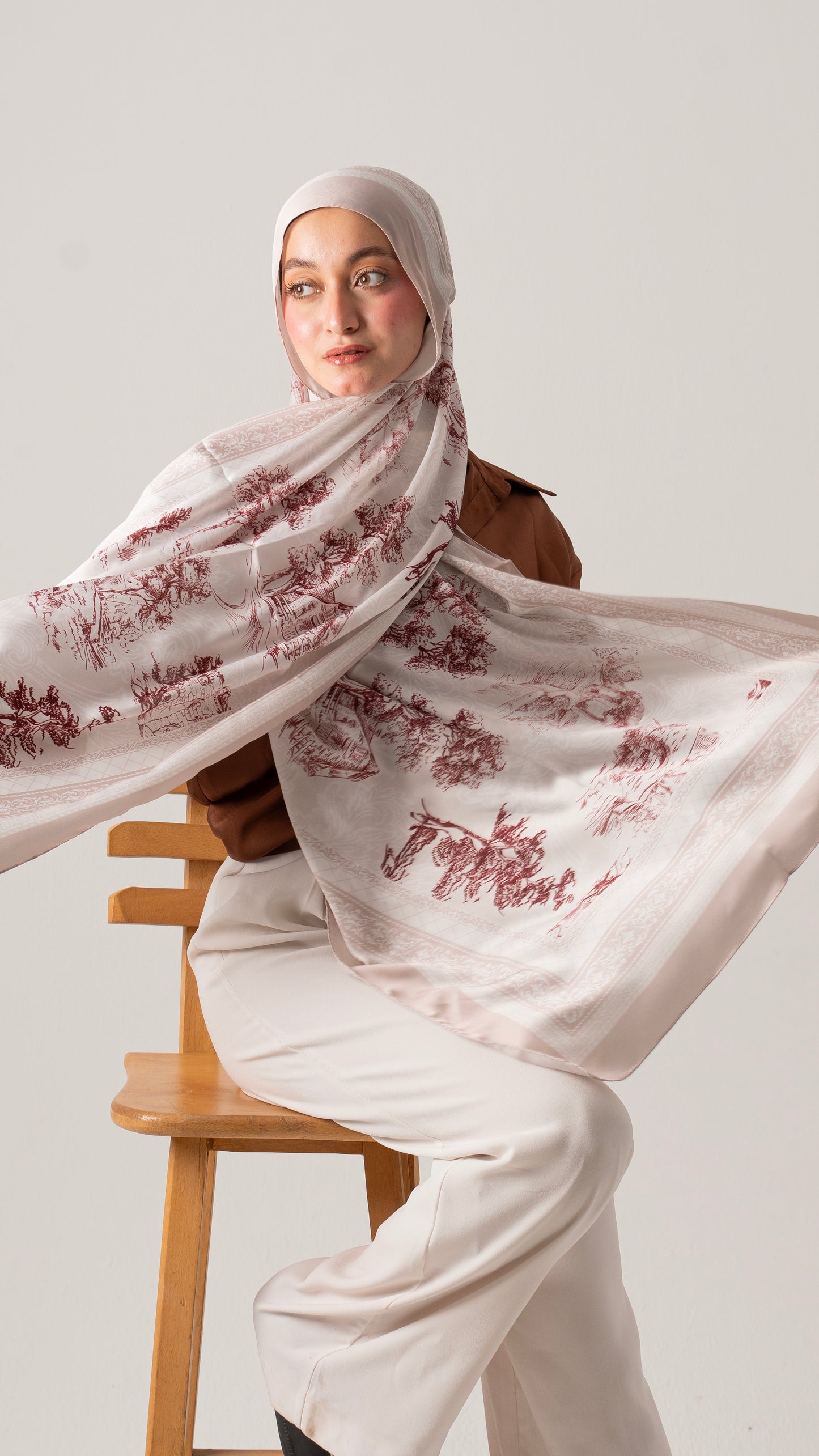 cream cocoa elegance silk scarf