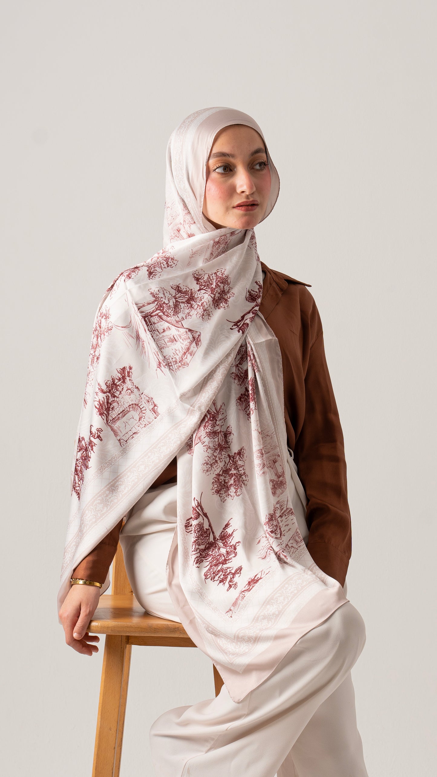 cream cocoa elegance silk scarf