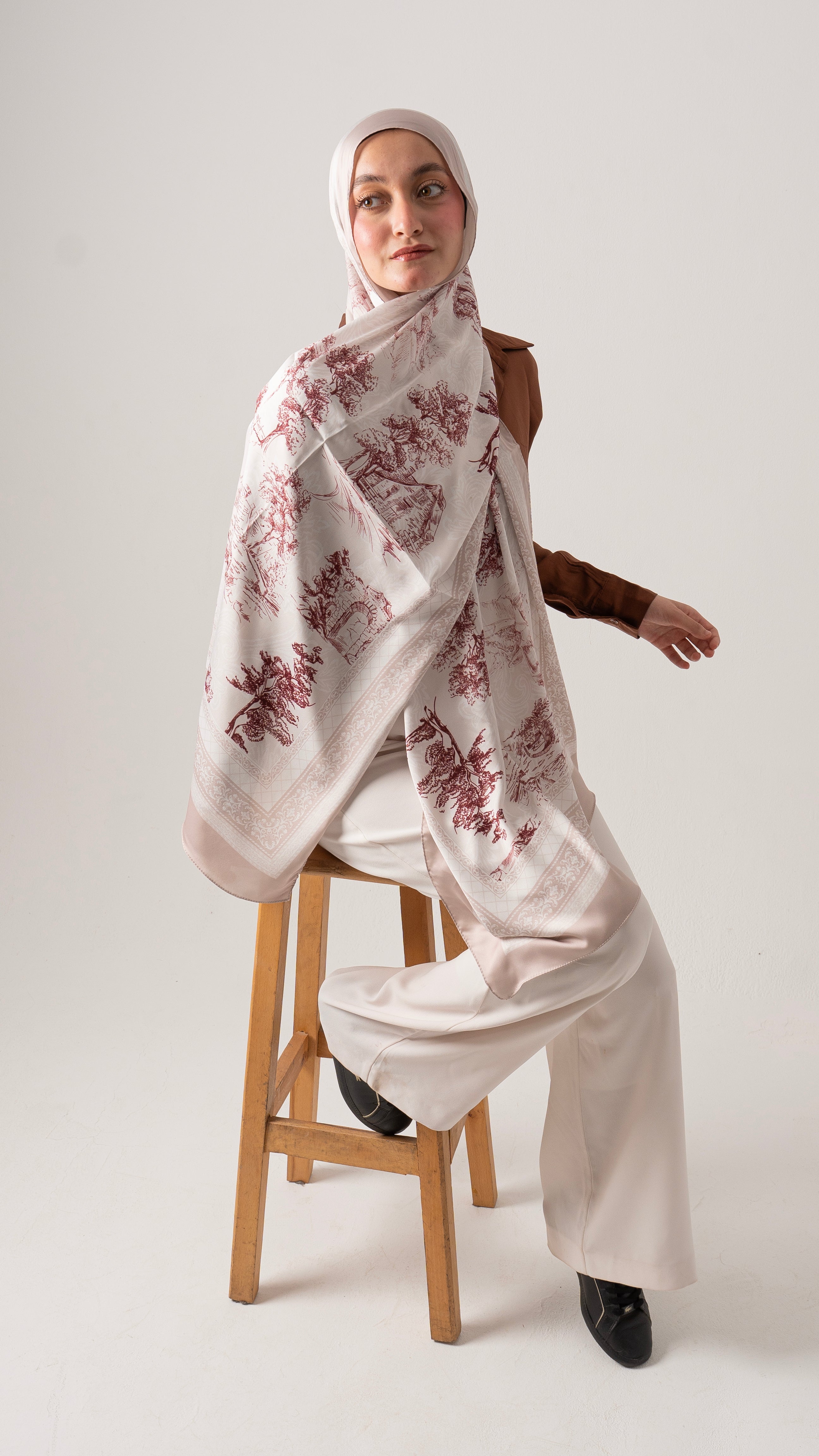 cream cocoa elegance silk scarf