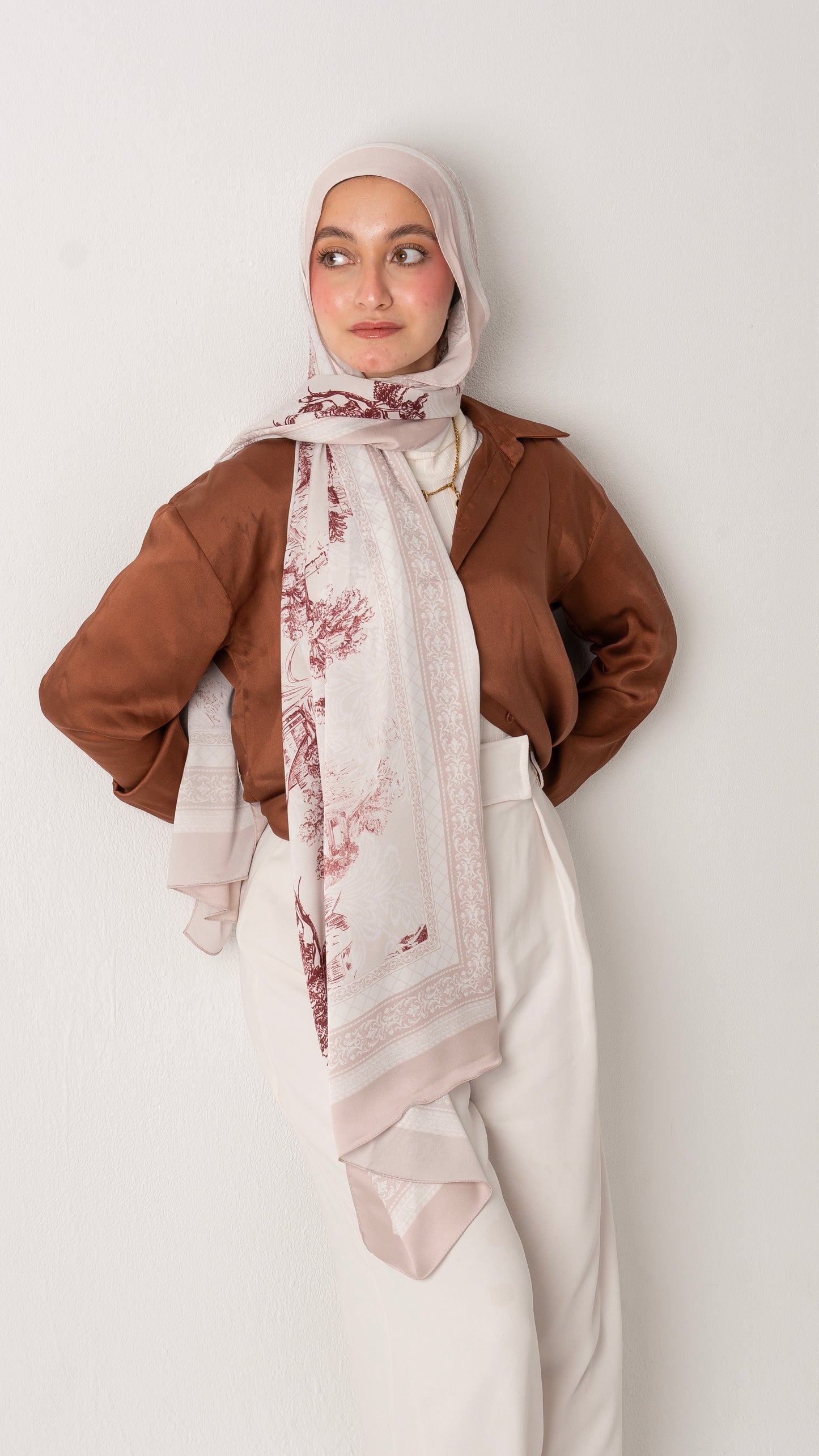 cream cocoa elegance silk scarf