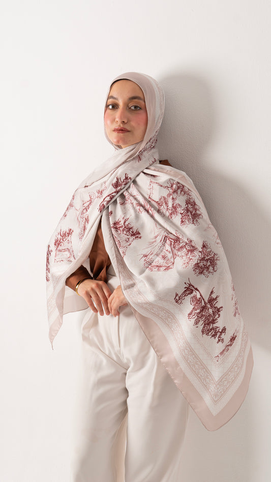 cream cocoa elegance silk scarf